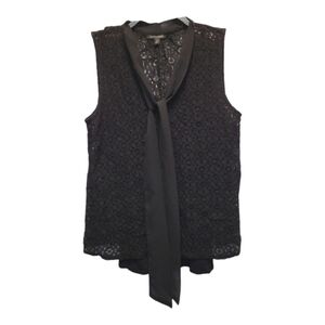 Banana Republic Women's Black Sleeveless Tie Front Blouse - Size S